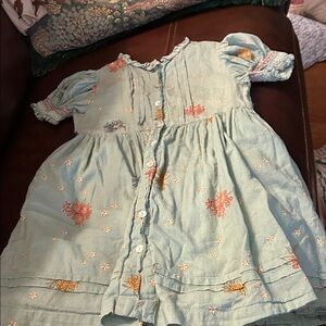 Charming Floral Kids Dress in Light Blue